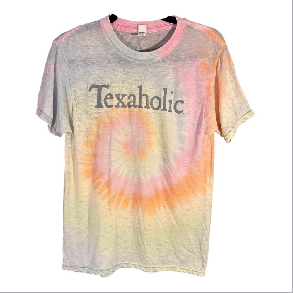 Texaholic Pastel Tie-Dye Texas T-Shirt Hippie Size M